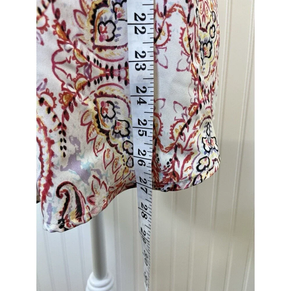 Rose & Olive Sleeveless Peasant Style Blouse, Tie Neck,‎ Gorgeous Colors, Sz Med - Picture 8 of 11